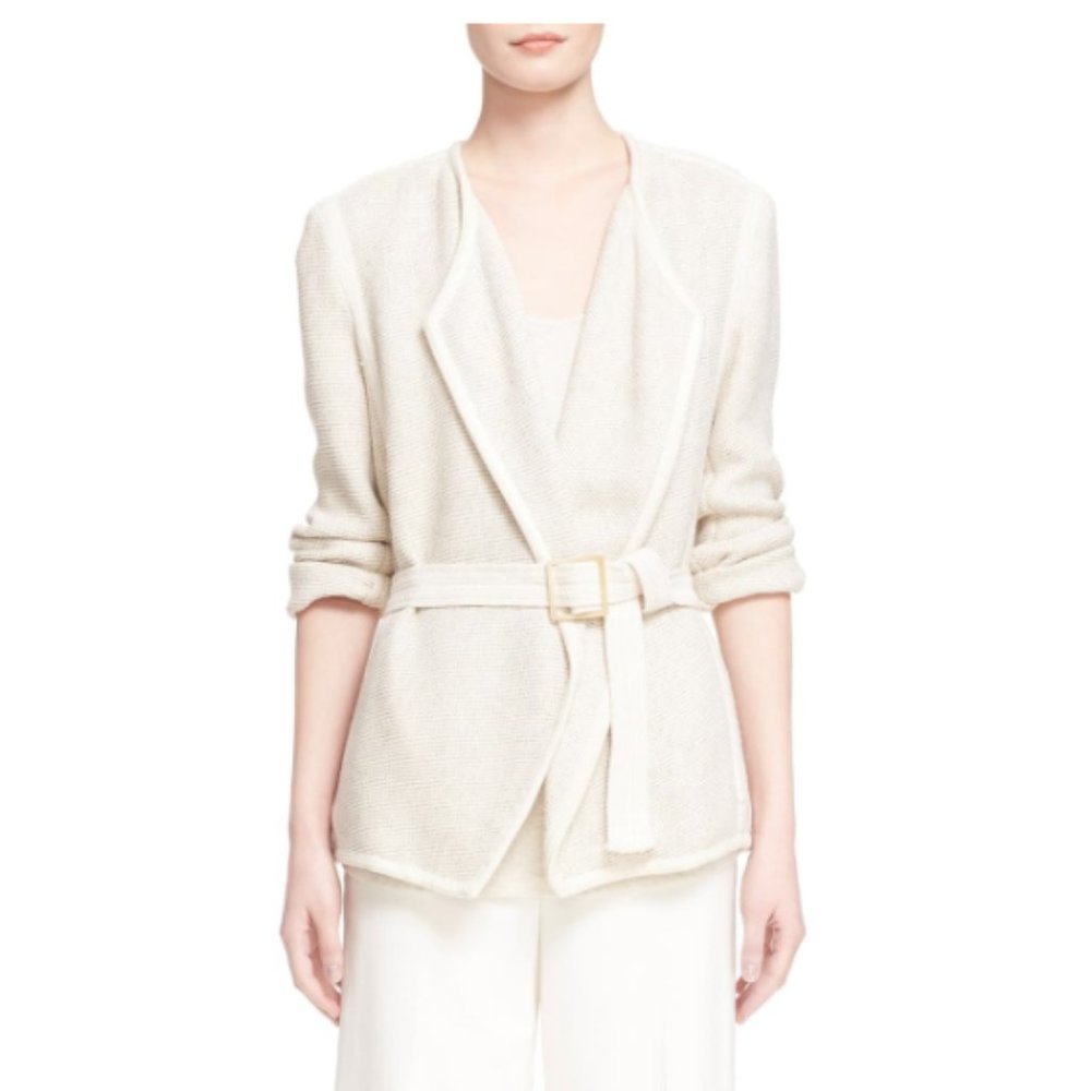 VINCE WOVEN COTTON BEIGE BLAZER MEDIUM